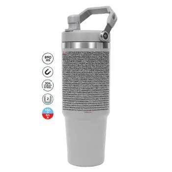 π 3.14, ΓΚΡΙ χρώματος Θερμός Ανοξείδωτο 890ml (30oz) με χερούλι