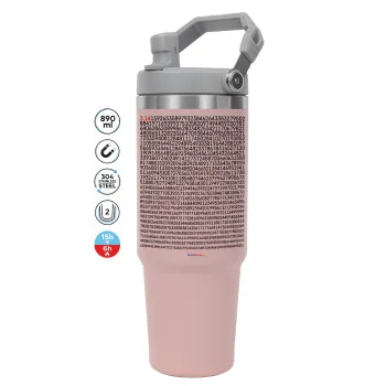 π 3.14, ΡΟΖ χρώματος Θερμός Ανοξείδωτο 890ml (30oz) με χερούλι