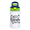 Best Friends forever, Children's hot water bottle, stainless steel, with safety straw, green, blue (350ml)
