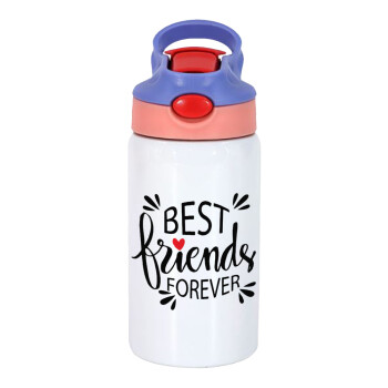 Best Friends forever, Παιδικό παγούρι θερμό, ανοξείδωτο, με καλαμάκι ασφαλείας, ροζ/μωβ (350ml)