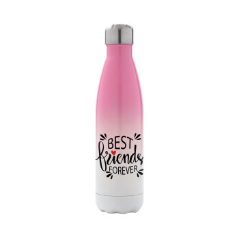 Best Friends forever, Μεταλλικό παγούρι θερμός Ροζ/Λευκό (Stainless steel), διπλού τοιχώματος, 500ml