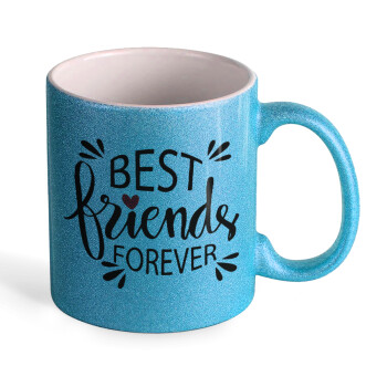 Best Friends forever, Κούπα Σιέλ Glitter που γυαλίζει, κεραμική, 330ml