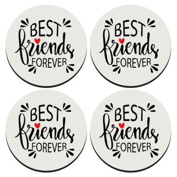 Best Friends forever, SET of 4 round wooden coasters (9cm)