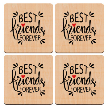 Best Friends forever, ΣΕΤ x4 Σουβέρ ξύλινα τετράγωνα plywood (9cm)