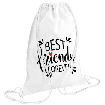 Best Friends forever, Τσάντα πλάτης πουγκί GYMBAG λευκή (28x40cm)
