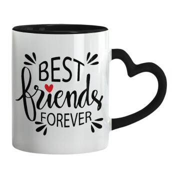 Best Friends forever, Mug heart black handle, ceramic, 330ml