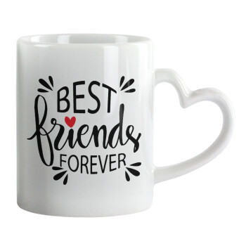 Best Friends forever, Κούπα καρδιά χερούλι λευκή, κεραμική, 330ml