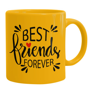 Best Friends forever, Ceramic coffee mug yellow, 330ml (1pcs)