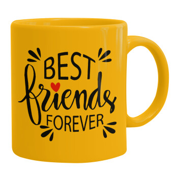 Best Friends forever, Κούπα, κεραμική κίτρινη, 330ml