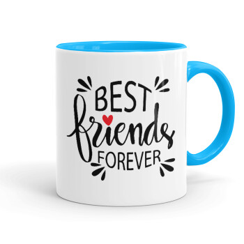 Best Friends forever, Κούπα χρωματιστή γαλάζια, κεραμική, 330ml