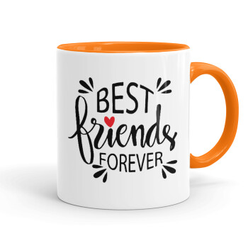 Best Friends forever, Κούπα χρωματιστή πορτοκαλί, κεραμική, 330ml