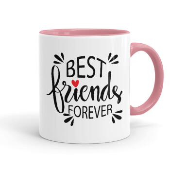 Best Friends forever, Κούπα χρωματιστή ροζ, κεραμική, 330ml