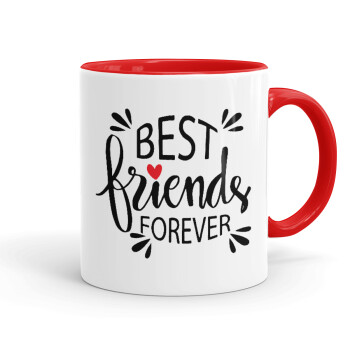 Best Friends forever, Κούπα χρωματιστή κόκκινη, κεραμική, 330ml
