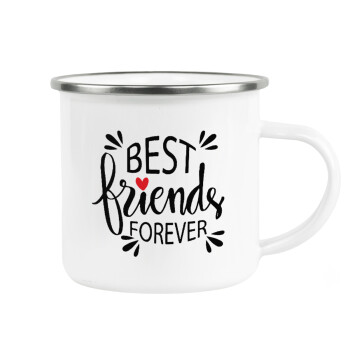Best Friends forever, Metallic enamel cup white 360ml
