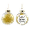 Transparent Christmas tree ball ornament with gold filling 8cm