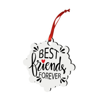 Best Friends forever, Χριστουγεννιάτικο στολίδι snowflake ξύλινο 7.5cm
