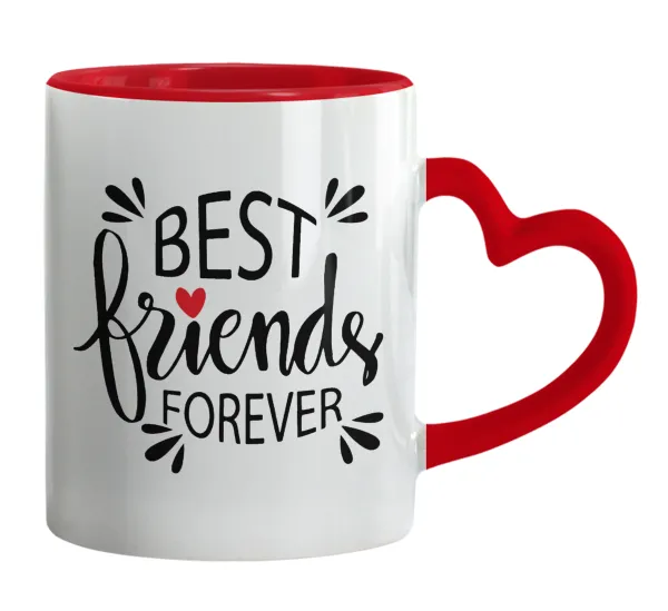 Best Friends forever — Mug heart red handle, ceramic, 330ml
