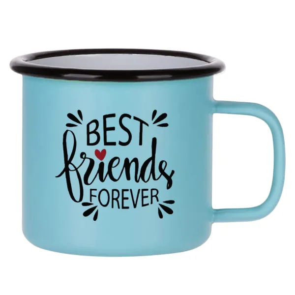 Best Friends forever — Κούπα Μεταλλική εμαγιέ ΜΑΤ σιέλ 360ml