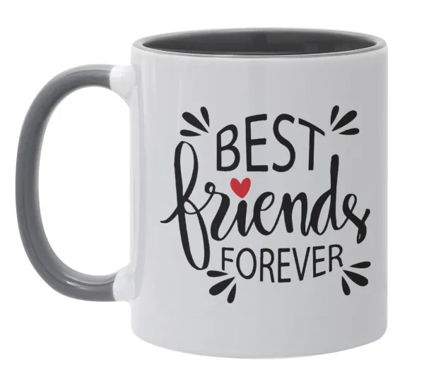 Best Friends forever — Κούπα χρωματιστή γκρι, κεραμική, 330ml