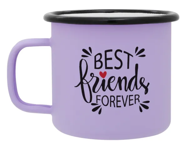 Best Friends forever — Metal enamel mug, matte light pastel purple, 360ml