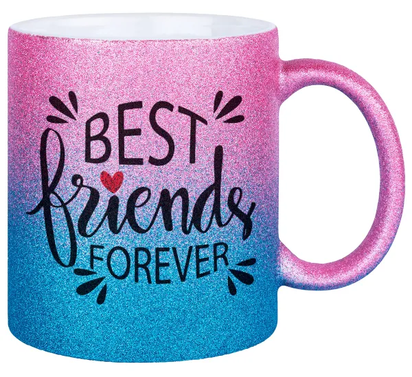 Best Friends forever — Gold/blue glitter mug, ceramic, 330ml