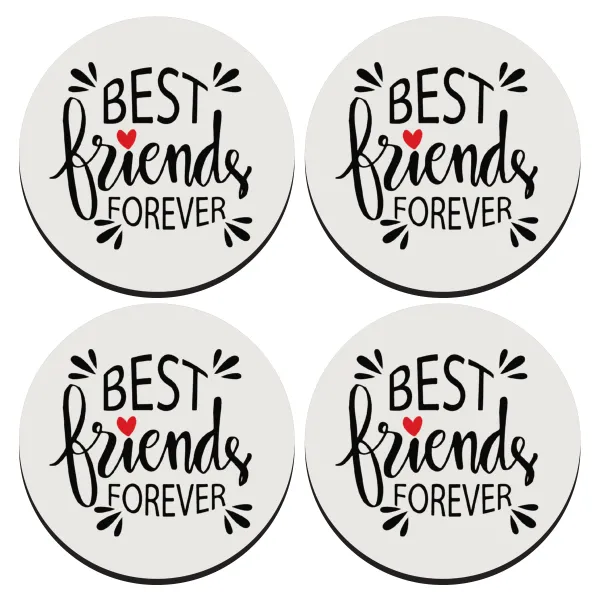 Best Friends forever — SET of 4 round wooden coasters (9cm)