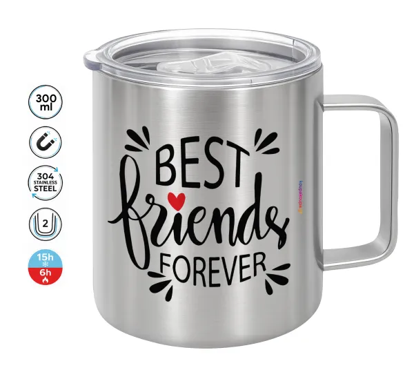 Best Friends forever — Double-walled stainless steel mug 300ml with temperature-retaining lid