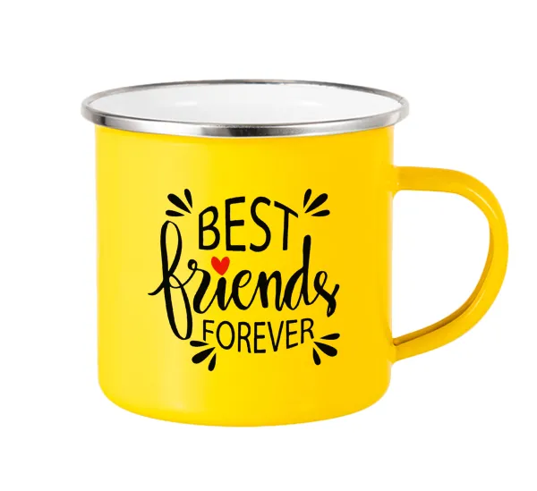 Best Friends forever — Yellow Enamel Metallic Cup 360ml