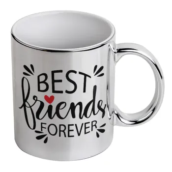 Best Friends forever, Κούπα κεραμική, ασημένια καθρέπτης, 330ml