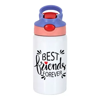 Best Friends forever, Παιδικό παγούρι θερμό, ανοξείδωτο, με καλαμάκι ασφαλείας, ροζ/μωβ (350ml)