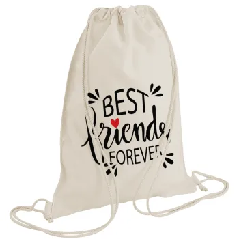Best Friends forever, Τσάντα πλάτης πουγκί GYMBAG natural (28x40cm)