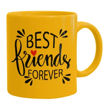 Best Friends forever, Κούπα, κεραμική κίτρινη, 330ml