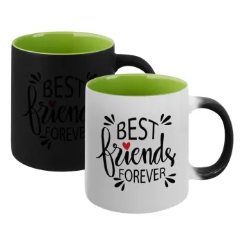 Best Friends forever, Κούπα Μαγική εσωτερικό πράσινο, κεραμική 330ml που αλλάζει χρώμα με το ζεστό ρόφημα