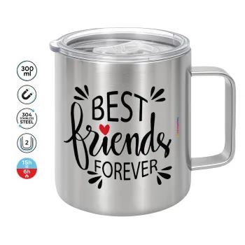 Best Friends forever, Double-walled stainless steel mug 300ml with temperature-retaining lid