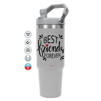 Best Friends forever, ΓΚΡΙ χρώματος Θερμός Ανοξείδωτο 890ml (30oz) με χερούλι