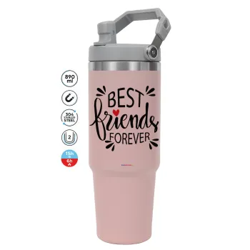 Best Friends forever, ΡΟΖ χρώματος Θερμός Ανοξείδωτο 890ml (30oz) με χερούλι