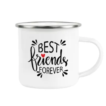 Best Friends forever, Metallic enamel cup white 360ml