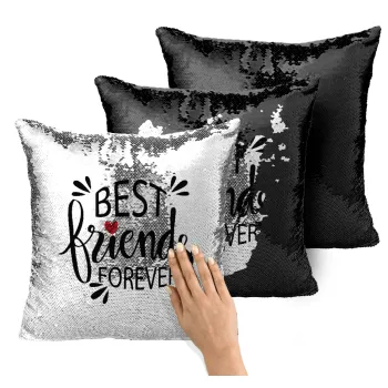 Best Friends forever, Μαξιλάρι καναπέ Μαγικό Μαύρο με πούλιες 40x40cm περιέχεται το γέμισμα