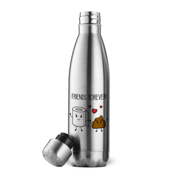 Friends forever, Μεταλλικό παγούρι θερμός Inox (Stainless steel), διπλού τοιχώματος, 500ml