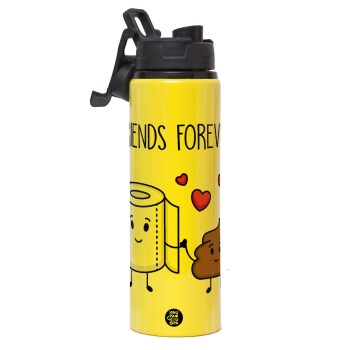 Friends forever, Μεταλλικό παγούρι νερού με καπάκι ασφαλείας, αλουμινίου 850ml