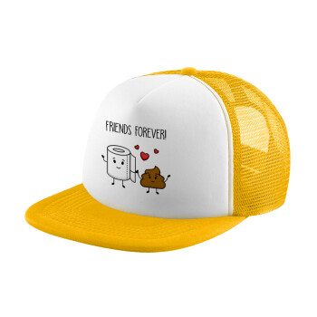 Friends forever, Καπέλο Soft Trucker με Δίχτυ Κίτρινο/White 