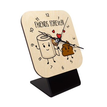 Friends forever, Επιτραπέζιο ρολόι σε φυσικό ξύλο (10cm)
