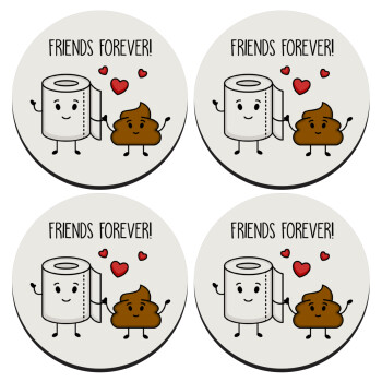 Friends forever, SET of 4 round wooden coasters (9cm)