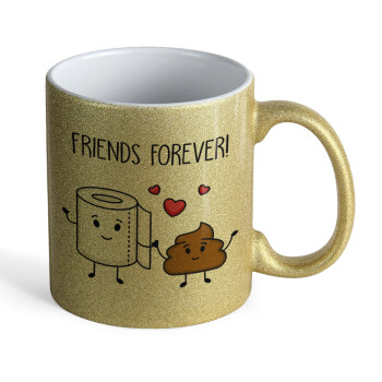 Friends forever, Κούπα Χρυσή Glitter που γυαλίζει, κεραμική, 330ml