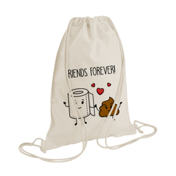 Friends forever, Τσάντα πλάτης πουγκί GYMBAG natural (28x40cm)