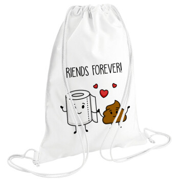 Friends forever, Τσάντα πλάτης πουγκί GYMBAG λευκή (28x40cm)