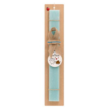 Friends forever, Easter Set, wooden keychain & aromatic flat Easter candle (30cm) (TURQUOISE)