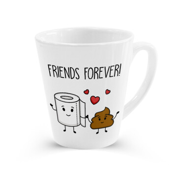 Friends forever, Κούπα κωνική Latte Λευκή, κεραμική, 300ml