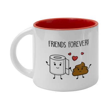 Friends forever, Κούπα κεραμική 400ml Λευκή/Κόκκινη