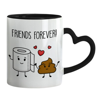 Friends forever, Mug heart black handle, ceramic, 330ml